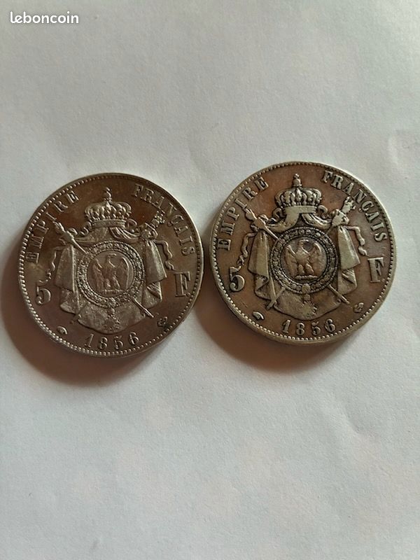2 pièces de 5 F Napoléon 1856 (image 2)