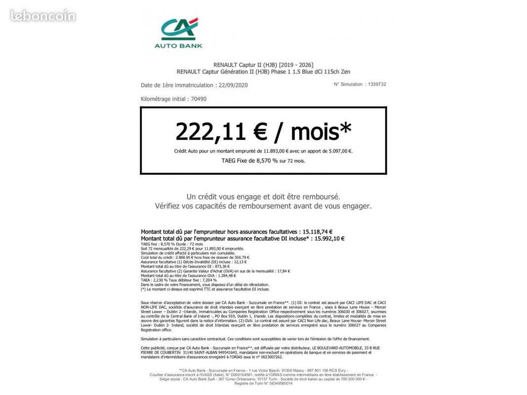 RENAULT CAPTUR (222EUROS/MOIS) 1.5 dCi 115cv Zen CAMERA DE RECULE (image 2)