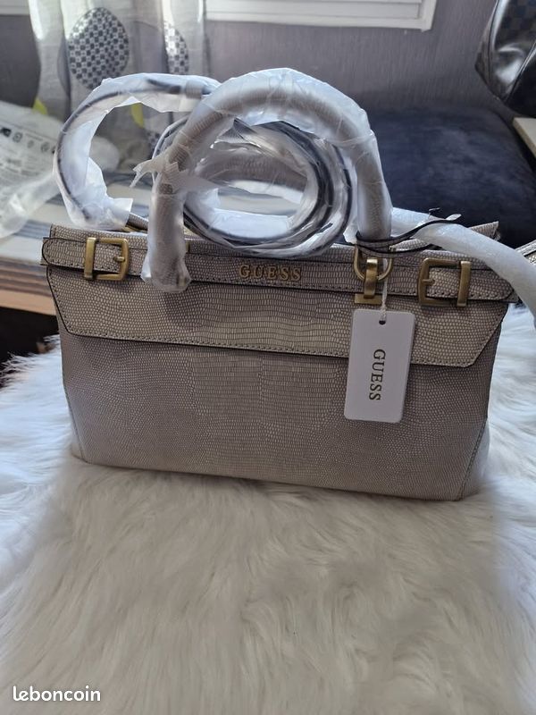 Sac à Main Guess - Cuir PU Effet Jeans, Bandoulière Amovible, Plusieurs Compartiments