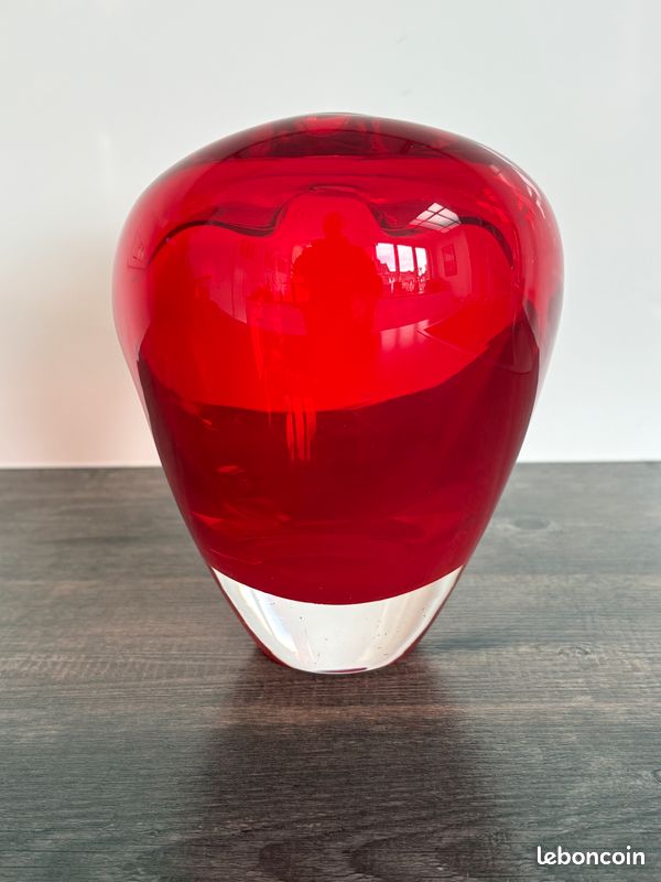 Pendentif Cœur En Verre Rouge Et Noir - Collier Sans Marque 41-45 Cm