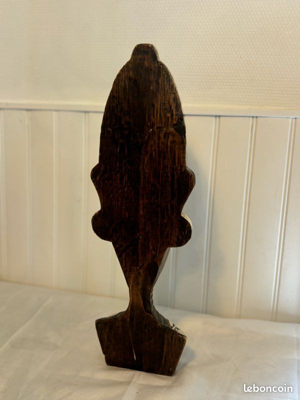 Magnifique Statuette Buste Africain en Bois Sculpté Main – Style Artisanal Étnique (image 3)
