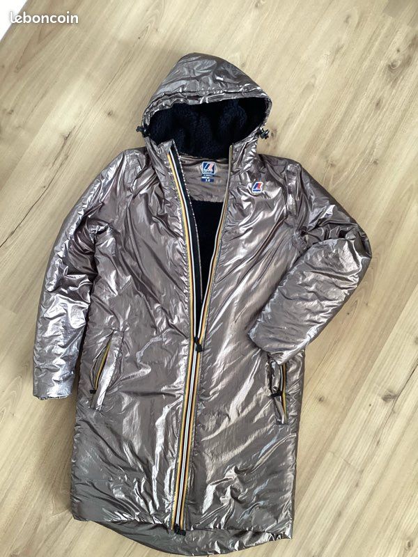 Manteau doudoune K-WAY argenté brillant femme XS Vêtements