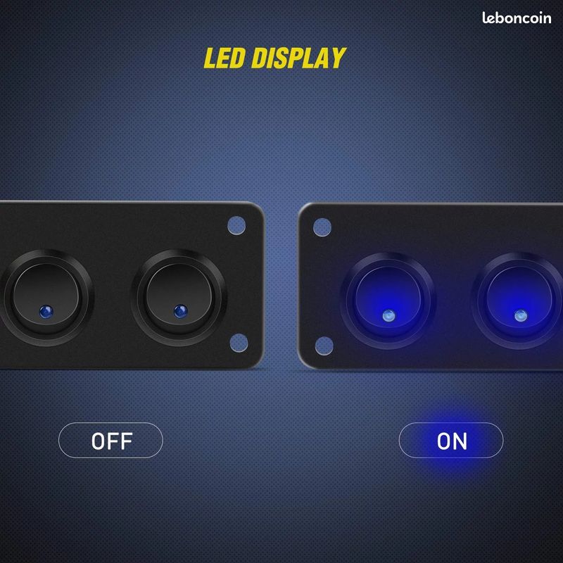 5 interrupteurs ronds étanches à LED bleues (image 6)
