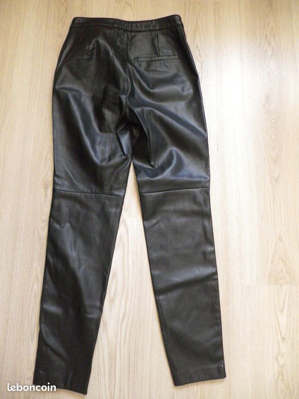 Pantalon simili cuir noir "Mango MNG", taille 34 (image 5)