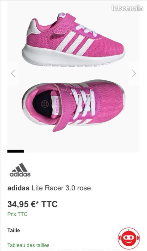 Adidas Lite Racer 3.0 rose neuf pointure 22 (image 1)