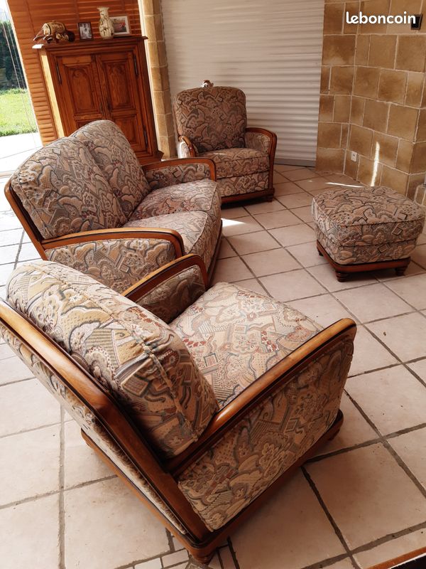 Salon canape 2p, 2 fauteuils, 1 pouf (image 2)
