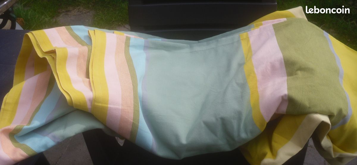 GRAND coupon tissu coton mélangé rayé bayadère largeur 160 cm , (image 3)