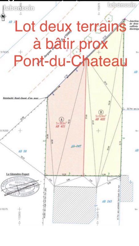 Vends ou échange lot de deux terrains à bâtir à 5 min de Pont du Château · à Vertaizon · 69 900 €
