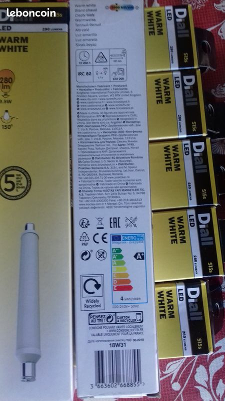 Lot 5 Tube LED Diall 221mm S15s 3,5W blanc chaud (image 2)