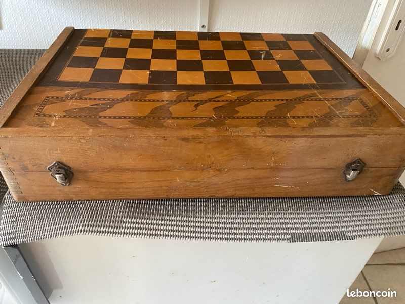 Ancien Coffret Jeu De Jacquet / Backgammon En Bois Complet - Occasion Bon état