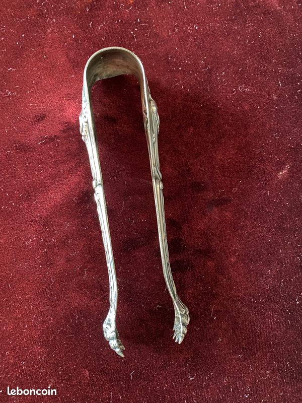 Pince à sucre ou glaçons en métal argenté (réf 5
