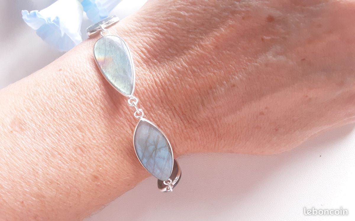 Superbe bracelet en pierre naturelle Labradorite pièce unique (image 10)