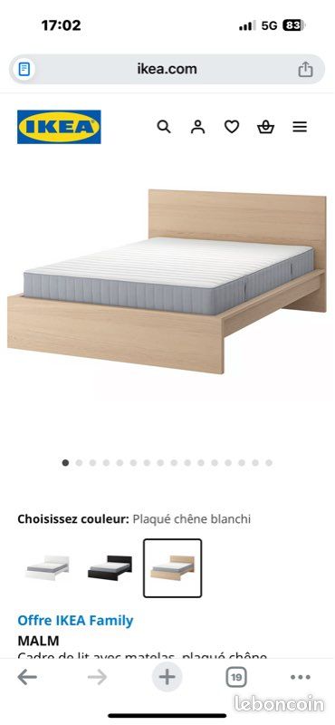 Lit et étagère tête de lit malm ikea (image 1)