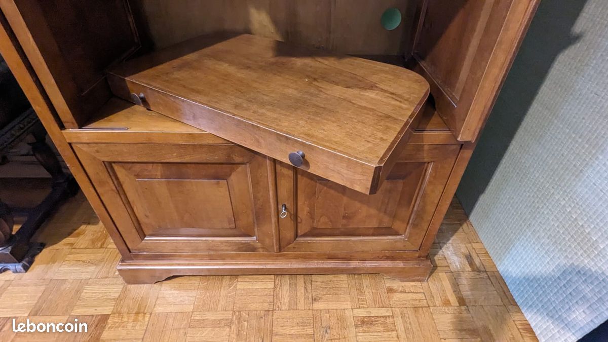 Superbe meuble TV, home cinéma ou bar en merisier massif, finition gomme laque (image 5)