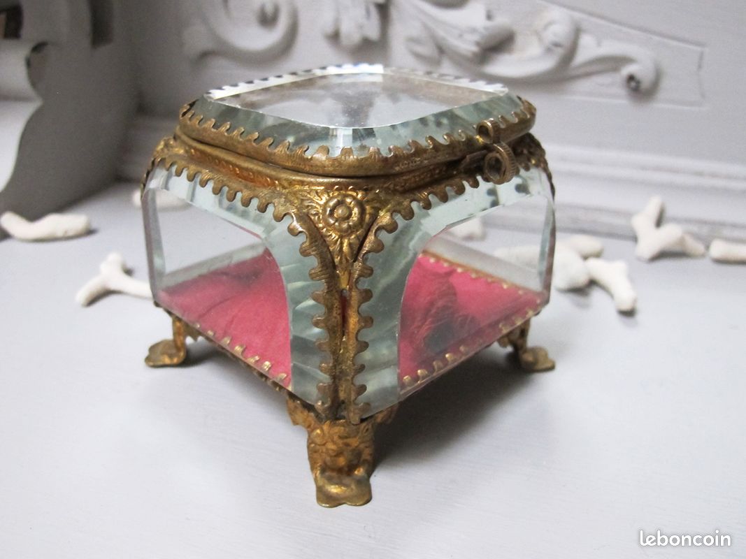 Boîte à Bijoux En Verre Biseauté Ancien - Décoration