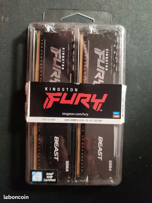 Kingston FURY Beast Mémoire 32 Go (2 x 16 Go) DDR4 3200 MHz CL16 pas cher Kingston FURY Beast Mémoire 32 Go (2 x 16 Go) DDR4 3200 MHz CL16 pas cher