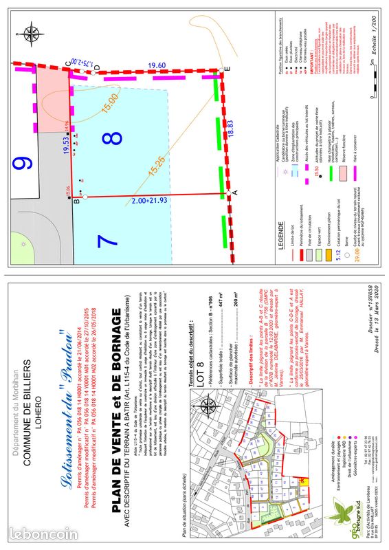 Vente Terrain Billiers · 160 000 €