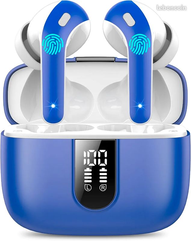 Écouteurs Bluetooth 5.4 Avec Réduction De Bruit ENC - 50h Autonomie, IP7 Étanche, Écran LED, Contrôle Tactile