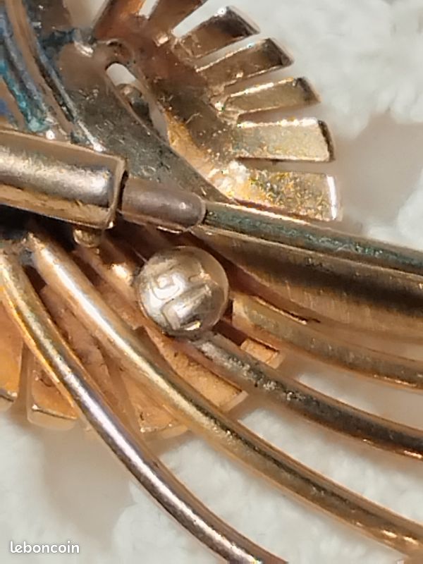 Broche Vintage Plaquée Or Signée GL (Georges Legros) - Bijou Ancien De Créateur