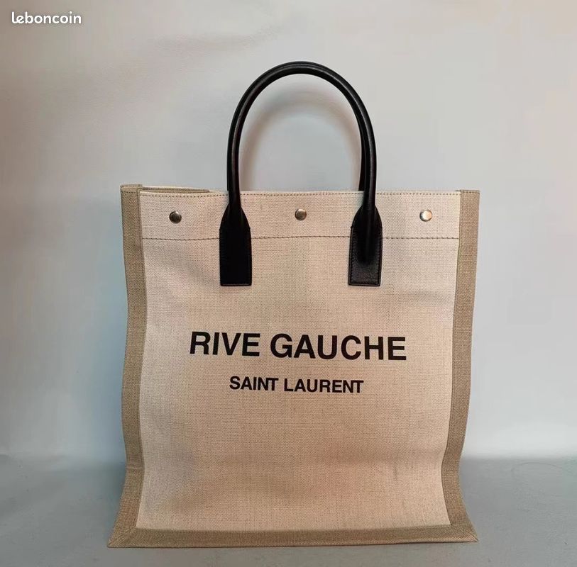 YSL/Saint Laurent RIVE GAUCHE canvas shoulder shopper tote tote bag (image 1)