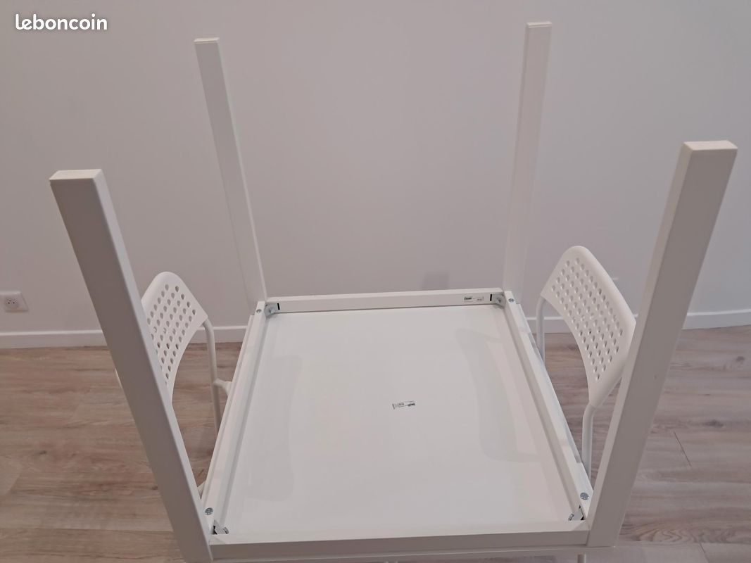 1 table neuve 75 x 75cm avec 4 pieds métal laqués blanc démontables et plateau mélaminé blanc épaisseur 20mm (image 5)