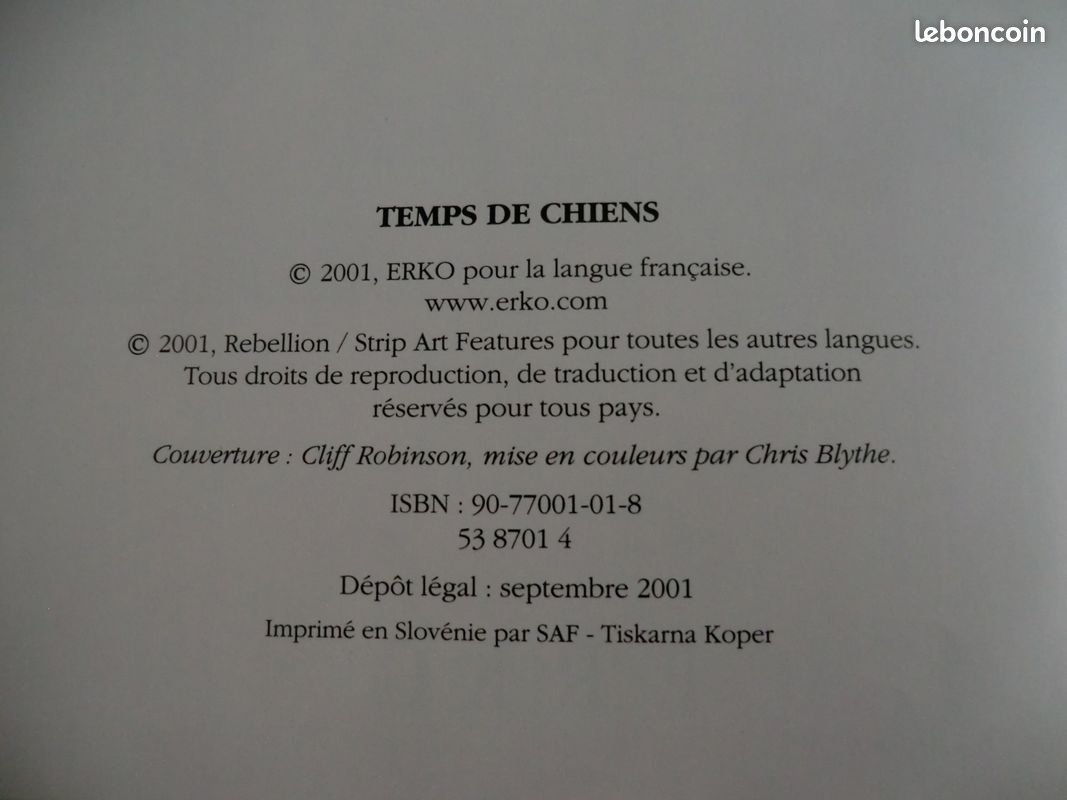 Album bd temps de chiens TBE edit 2001 Trés bon état com neuf (image 10)