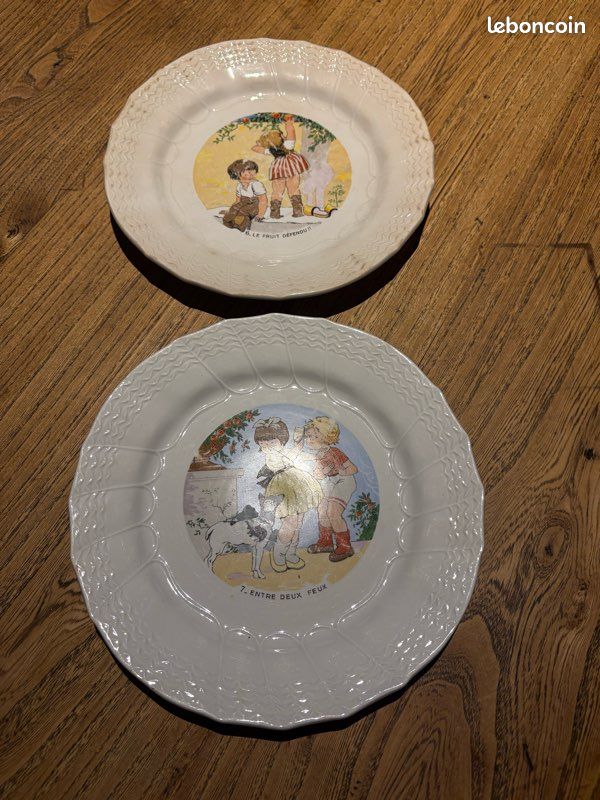 Assiette Parlante Sarreguemines Enfants - La Diligence & Le Coup De L'étrier - Occasion