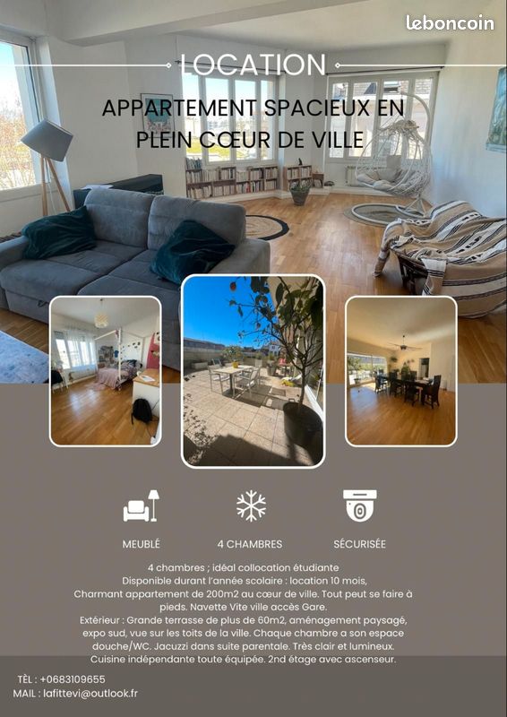 Appartement 6 pièces 200 m² · à Dax · 200 m² · 1 500 €/mois