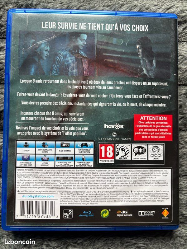 Sony Until Dawn Standard Français PlayStation 4 - Sony