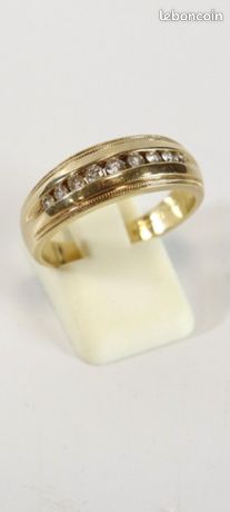 Bague Alliance Or Gris 18K Diamants - Style Art Déco - T.51/52 - Ancienne