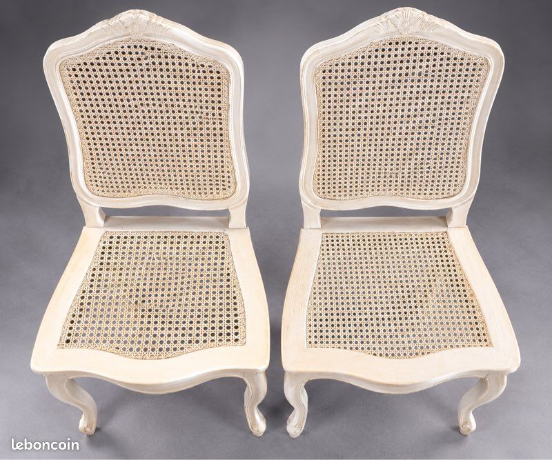 Lot de 2 chaises vintage style Louis XV cannées (image 2)