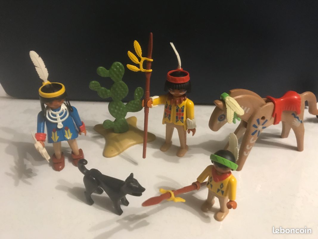 Playmobil 3396 indiens famille indienne cheval cactus chien western vintage (image 1)