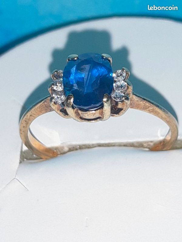 Bague ancienne or saphir diamants (image 1)