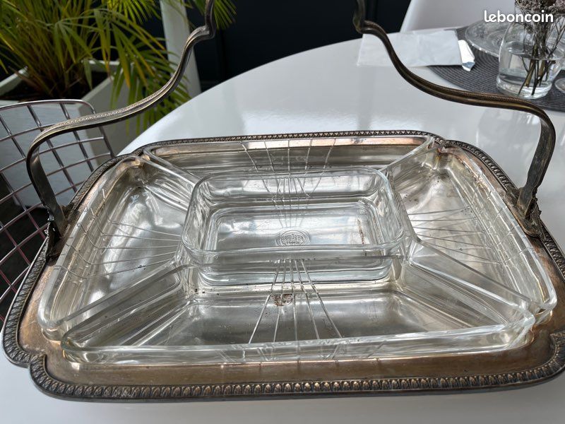 Serviteur ancien art déco argent et verre (image 2)