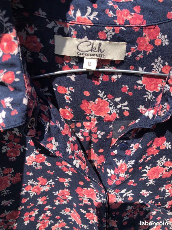 Chemise C&A marine fleurie rose M (image 4)
