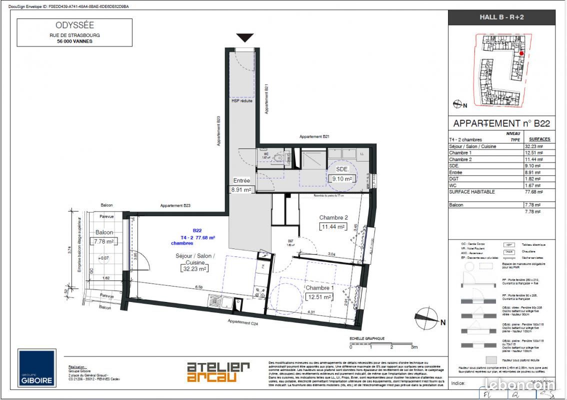 Appartement a louer vannes - 3 pièce(s) - 77 m2 - Surfyn