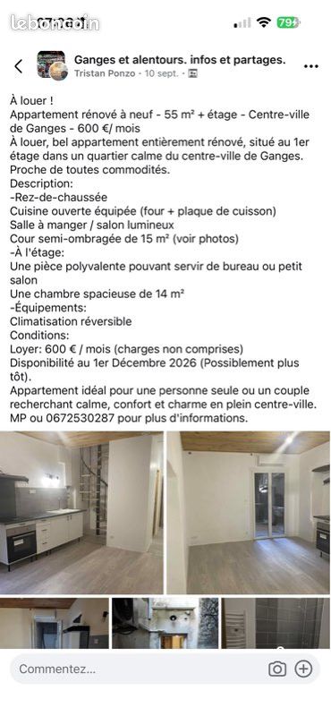 Appartement 2 pièces 55 m² · à Ganges · 55 m² · 600 €/mois