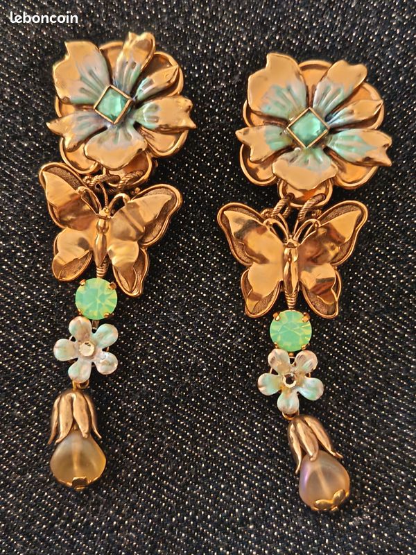 Boucles D'oreilles Réminiscence Vintage - Style Rétro, Fermoir Clips !