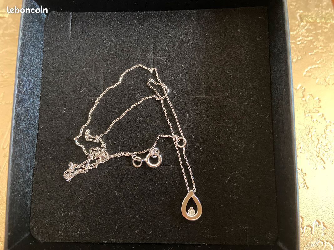 Collier ancien. Or blanc diamant. Vintage (image 2)