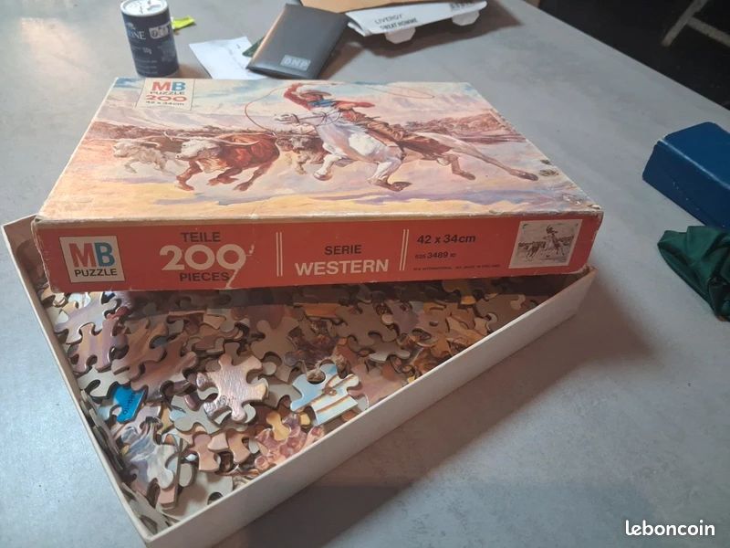 Puzzle Ancien Western 200 Pièces - Marque MB - Thème Indien Et Cow-boy - Occasion