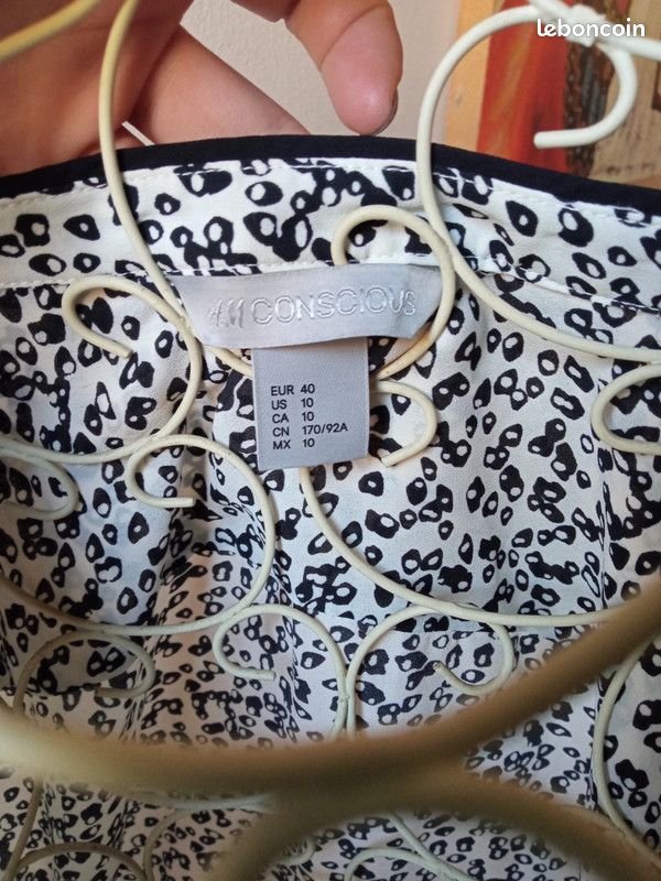 Blouse à Carreaux Noirs Et Blancs H&M - Taille 10 Ans (fille) - Occasion Très Bon état