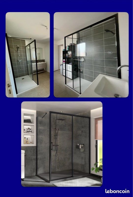 Porte de douche coulissante 160x90 transparent et son retour (image 1)