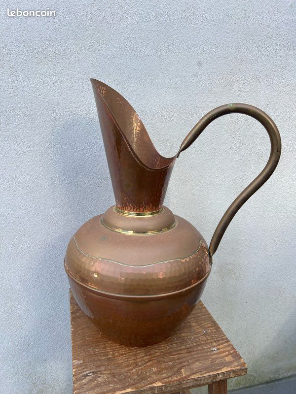 Pichet Vase Déco En Cuivre - Environ 28 Cm - Style Rustique - Occasion
