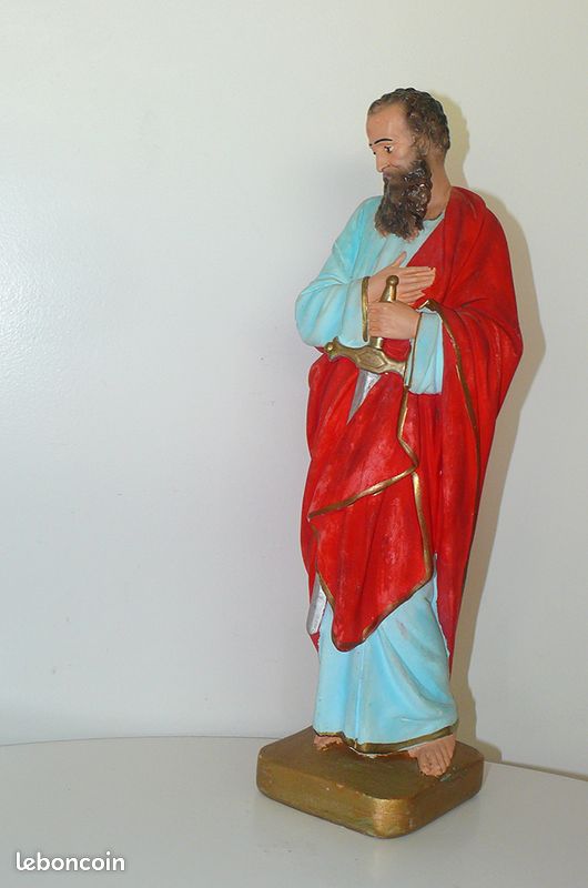 Statuette Religieuse Ancienne et rare de Saint-Paul hauteur 33cm (image 3)
