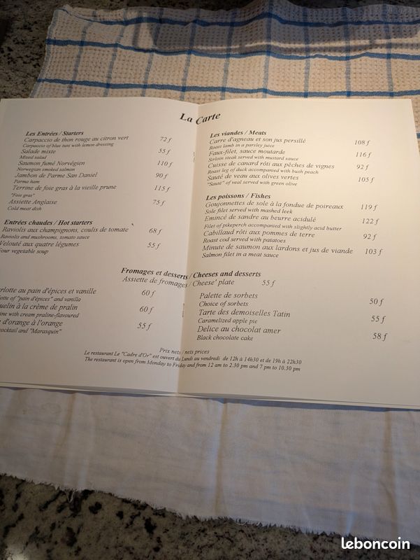 Menu restaurant Le California Paris (image 3)