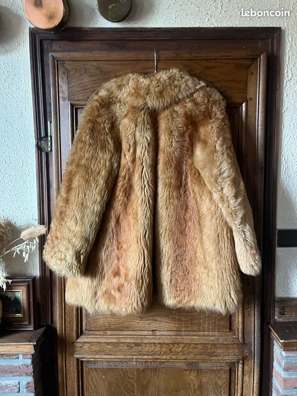 Manteau En Fourrure De Renard Cendré – Style Rétro Fait Main – Taille S