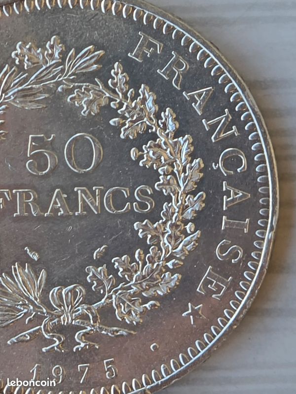 Pièce en argent 50 Francs Hercule 1975 (image 4)