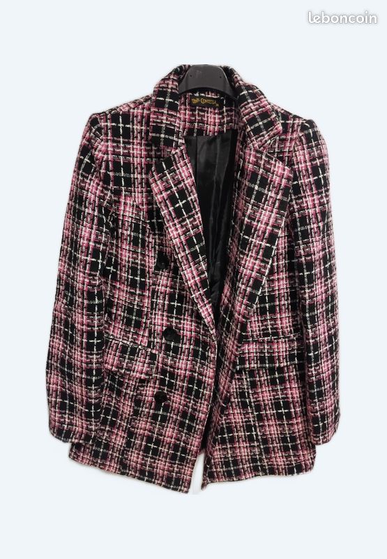 Veste équitation Caldene – Hickstead – Taille 36 (12 Ans) – Tweed Rose/bleu – Laine