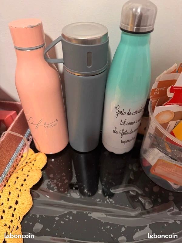 LOT DE 2 Coffrets 3 pièces Thermo inoxydable avec 2 Tasses Pour bureau, pique nique, voyage ect (image 7)