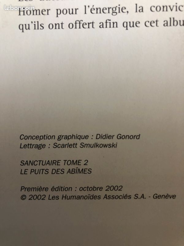 BD : série complète – 3 tomes – "Sanctuaire" – Les Humanoïdes Associés – dont 2 EO (T2 & T3) (image 7)